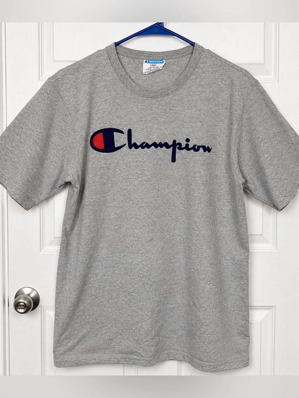 Champion Heavyweight Script Logo Tee Gray Mens Large Streetwear